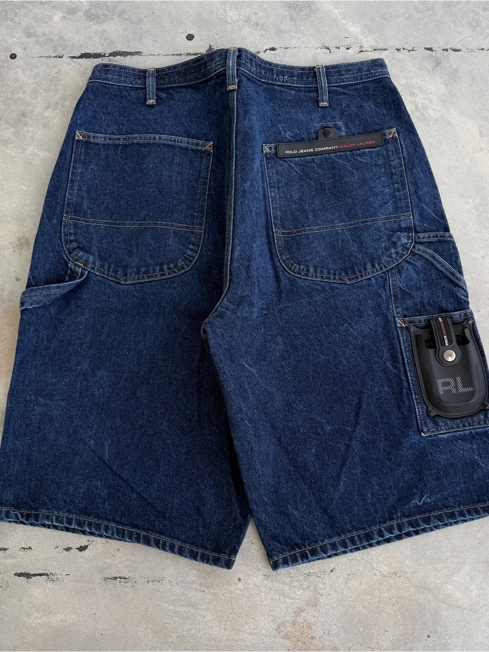 Polo by Ralph Lauren Vintage 2000s Dark Blue Denim Embroidered Shorts Jorts